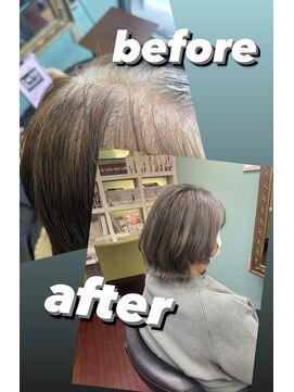 ヘアメイク ユーユ(Hair make U YU) 衝撃【白髪染めを使わない白髪染め】全体ブリーチアッシュグレー