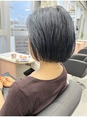 20代30代◎ブルーグレージュ切りっぱなしボブ大人可愛い