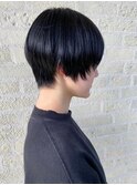大人顔周りレイヤーショート/アッシュブラック