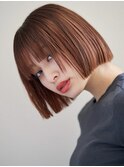 切りっぱなしボブ エアリーロング 美髪 ピンクブラウン
