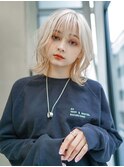 【GEEKS渋谷】ブロンドウルフ/ホワイトブリーチ伸ばしかけロング