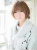 髪質改善オレンジベージュ小顔丸みショートa小山10代20代