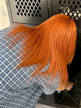 ヲタク(wotaku.) オレンジカラーオレンジベージュハイトーンダブルカラー暖色ヘア