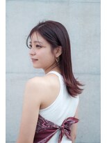 アンリオ ティエラ(an rio TIERRA)&nbsp;外ハネワンカール×ローズブラウン×前髪あり