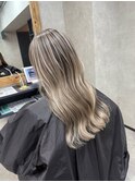 バレイヤージュ、ハイライト、レイヤーカット、ダブルカラー