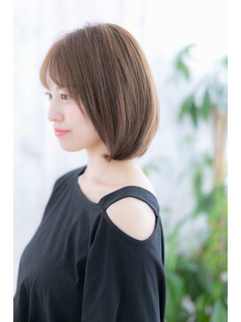 ミック ヘアアンドビューティー 大山店(miq  Hair&Beauty) 透け感フェザーバングでニュアンスカラー小顔ボブb