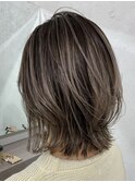 魅力倍増カールセミディショートヘア姫カットダークアッシュ