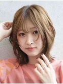髪質改善/透明感シアカラー+顔周りレイヤーカットセミディ[原宿]