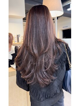 カラ フクオカ 天神(Cara FUKUOKA) 【ロングレイヤー&カシスブラウン】《福岡レイヤーカット》