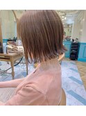 切りっぱなしボブ/大人かわいい/ベージュ