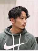 スパイラルパーマツーブロックショート床屋バーバー20代30代