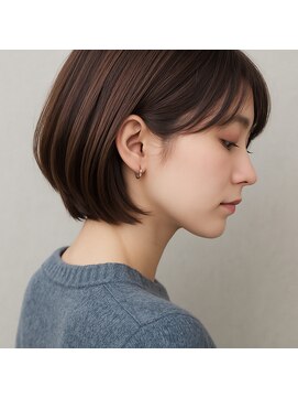 ヘアーディープ(hair deep) 耳かけショートボブ×ブリックブラウン