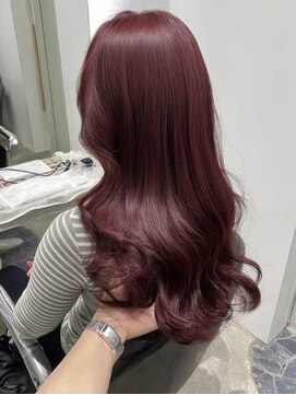 ネハス 名古屋栄店(nehus.) ワインレッドバーガンディブリーチなしダブルカラーレイヤー