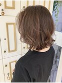 ピンクグレーベージュ☆ミディアム外ハネボブ