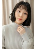 シースルーバングアッシュブラック大人ボブZ越谷20代30代40代