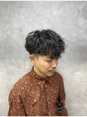 ダークアッシュ/アッシュブラック/カルマパーマ/ベリーショート