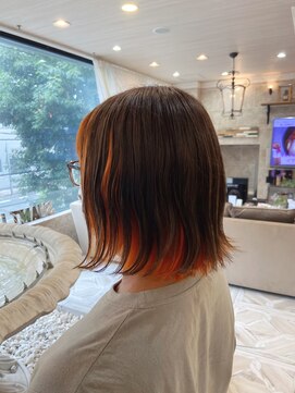 シャンティ 平岸店(Shanti) ○インナーカラー/ビビッドオレンジ/切りっぱなし○ 菅野裕太