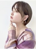 丸みショート／シースルーバング／柔らかベージュカラー【櫻井】