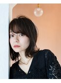 姫カットレイヤーくびれミディアムボブマロンベージュ
