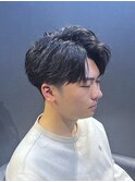 ビジネスツーブロックショート ダウンバング 七三サイドパート