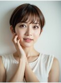 マニッシュなアッシュベージュのショートマッシュ前髪イメチェン