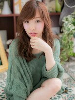 カバーヘア イヴ 戸頭店(COVER HAIR EVE)&nbsp;斜めバングくせ毛風オリーブベージュセミディc5戸頭20代30代40代