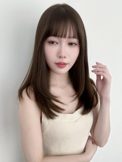 韓国ヘア似合わせレイヤーカット前髪顔周りカット大人美人