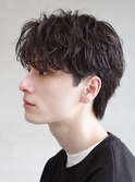 シャドウパーマスパイラルパーマツーブロックメンズパーマ束感