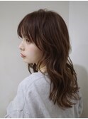 ふわっとコテ巻きレイヤーヘア/ミディアムレイヤー