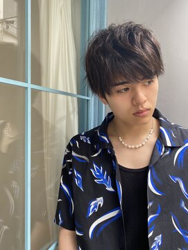 フッズ(HOODS) ラウンドマッシュ ニュアンスパーマ ブルーブラック