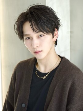 エイド 本店(aid) ニュアンスアップバング毛流れメンズショートフェザーパーマ渋谷