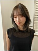 外ハネ/くびれミディアムレイヤー/オリーブグレージュ#祐天寺