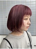 くすみピンク×ボブ