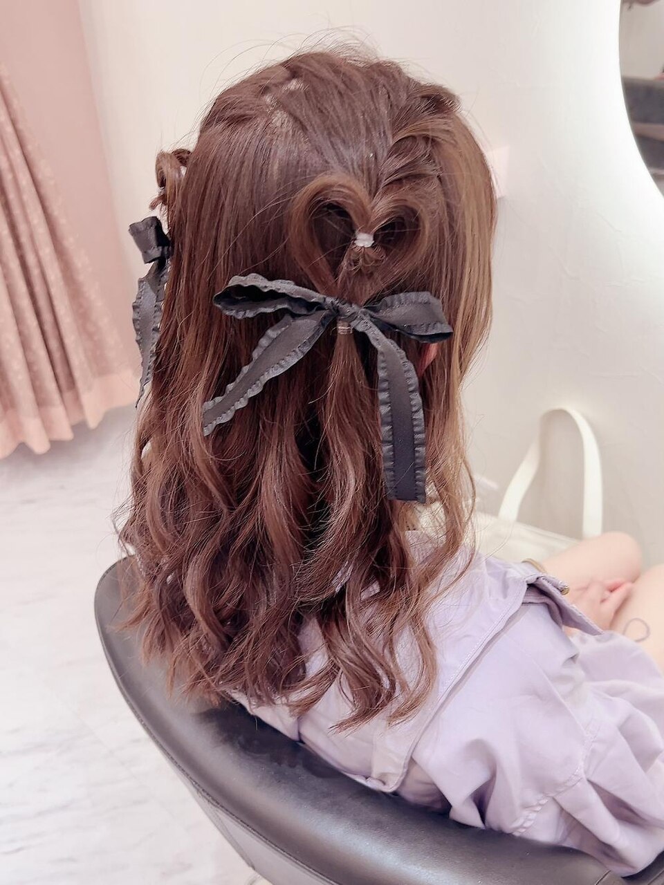 耳出さない編み込みハートハーフツイン：L209980824｜クラン 梅田店