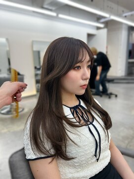 ノク 渋谷(nok) レイヤーカットシフォンブラウン_オリーブベージュ