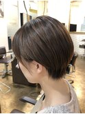 大人可愛い20代30代40代50代黒髪前下がりショートボブ/鹿児島