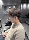 ツイストスパイラルパーマ×刈り上げラウンドマッシュ