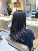 暗髪ウェーブ巻き×セミロング