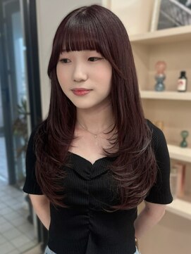 イロウ 天神大名店(IROW) カシスラベンダー 顔周りカット レイヤーカット 前髪カット 艶髪