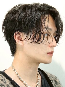 アズ ワン(AS ONE) 韓国ヘアコンマバング韓国マッシュセンターパートフェザーパーマ