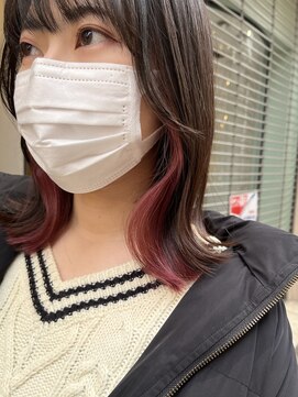 アンヘアー 元町三宮(UNHAIR) インナーカラーピンク×ミディアムレイヤー