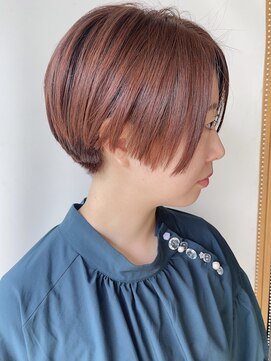モリオフロムロンドン 原宿本店(morio from London) 【morio原宿】オレンジブラウン 刈り上げショート 前髪なし