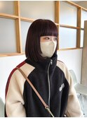 ステップカット/ワインレッドボブ