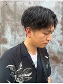 メンズショート センターパート 黒髪 20代 30代