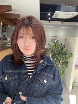 ロアバイチェリーコークウブ(Loa by CHERRY COKE ubu) ミディアムレイヤーとピンクブラウン