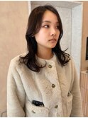 【晴音】顔まわりレイヤー/ミディアム/ダークオリーブ/20代