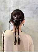 ヘアアレンジ/ヘアセット/編み下ろし/ツインヘアアレンジ/結婚式