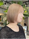 原宿ミルクティーアッシュベージュレイヤーショートウルフボブ