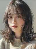 イメチェンブルーブラック外ハネボブワイドバング