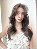 韓国レイヤーカット前髪なしヘアホワイトアッシュベージュNA-121